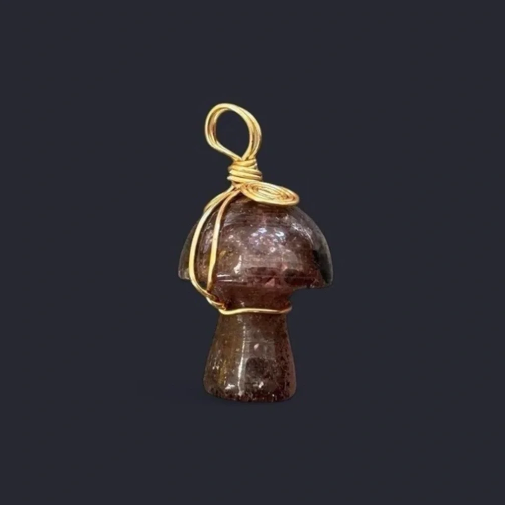 Strawberry Quartz Wire Wrapped Mushroom Pendant